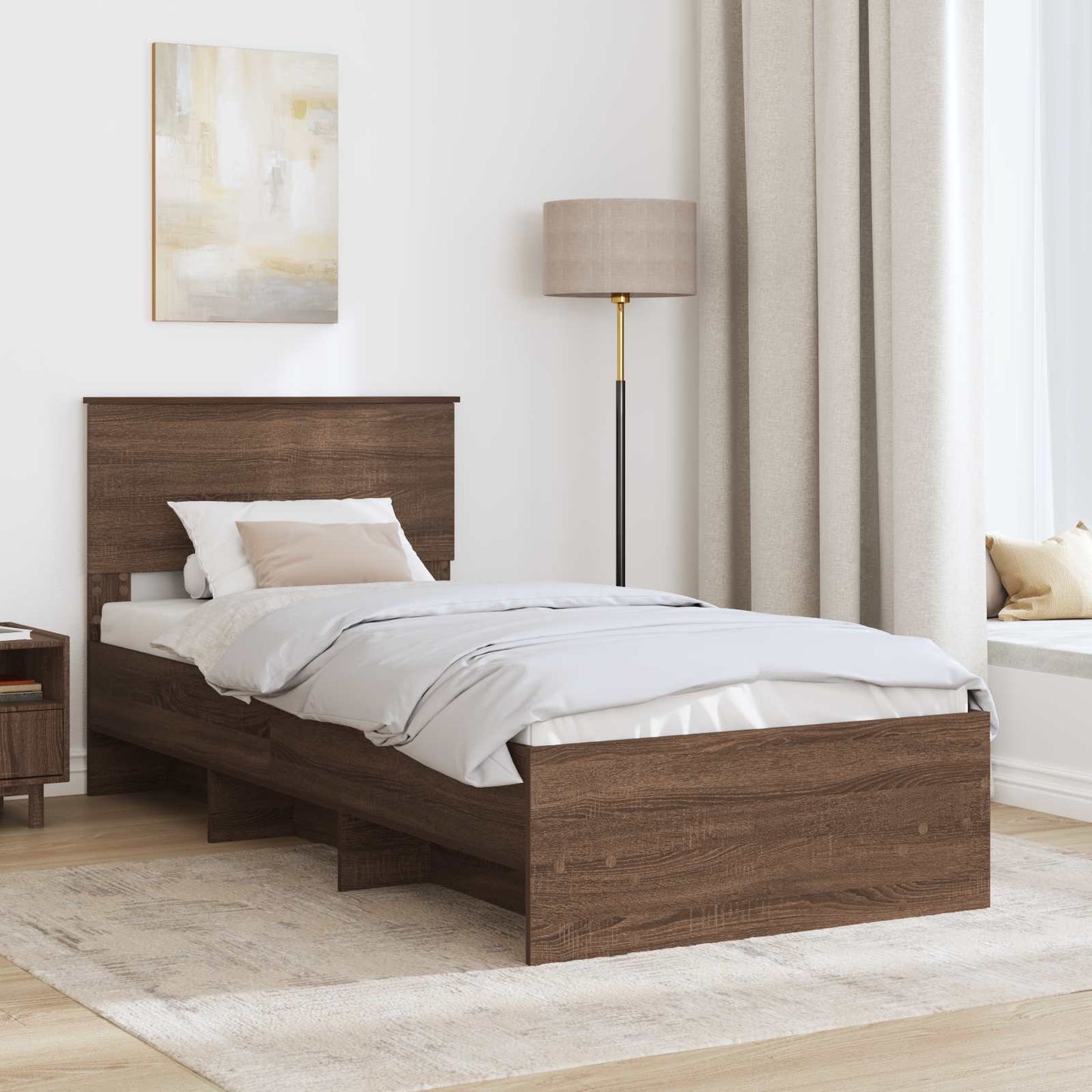 vidaXL Bettrahmen Braun Eichen-Optik 90 x 200 cm Holzwerkstoff