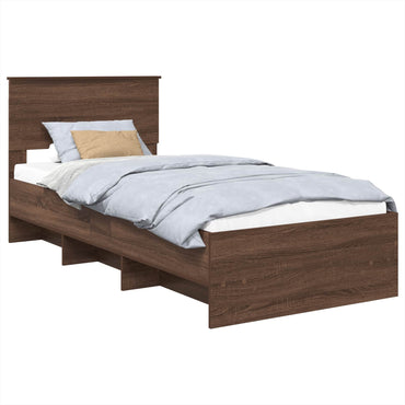 vidaXL Bettrahmen Braun Eichen-Optik 90 x 200 cm Holzwerkstoff