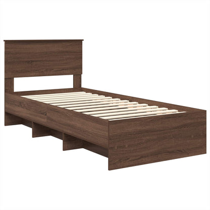 vidaXL Bettrahmen Braun Eichen-Optik 90 x 200 cm Holzwerkstoff