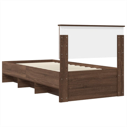 vidaXL Bettrahmen Braun Eichen-Optik 90 x 200 cm Holzwerkstoff
