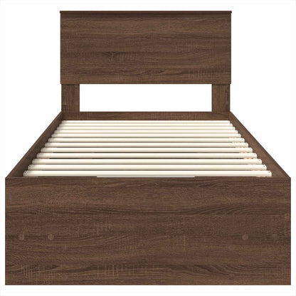 vidaXL Bettrahmen Braun Eichen-Optik 90 x 200 cm Holzwerkstoff