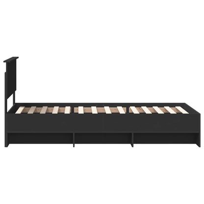 vidaXL Bettrahmen mit Kopfteil Schwarz 80 x 200 cm Holzwerkstoff