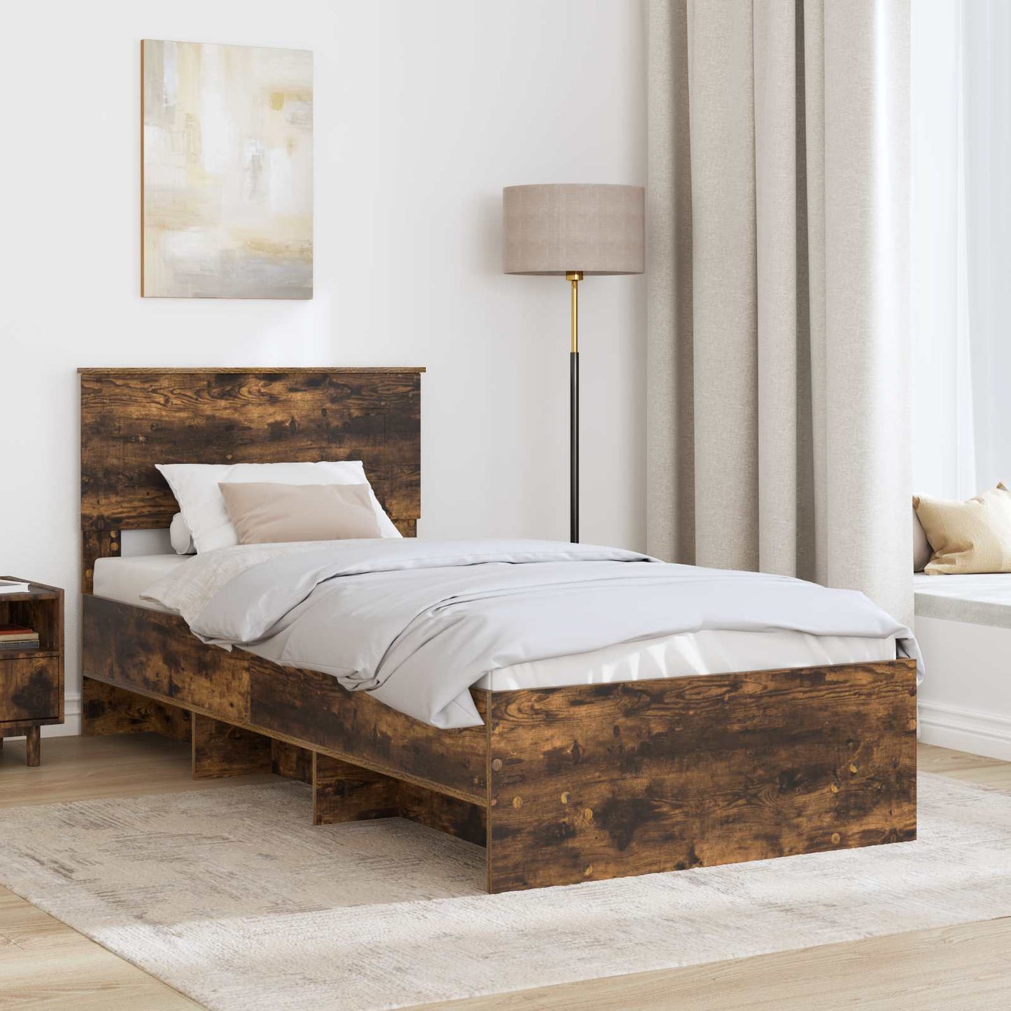 vidaXL Bettrahmen Geräucherte Eiche 80 x 200 cm Holzwerkstoff