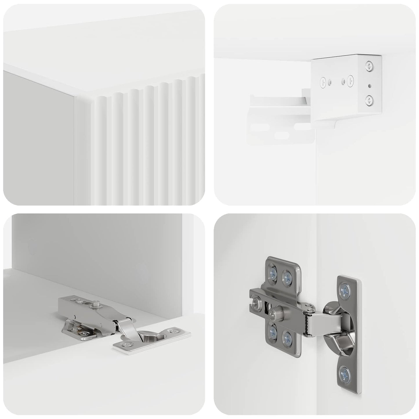 vidaXL Meuble TV mural 4 pièces Blanc Bois d'ingénierie