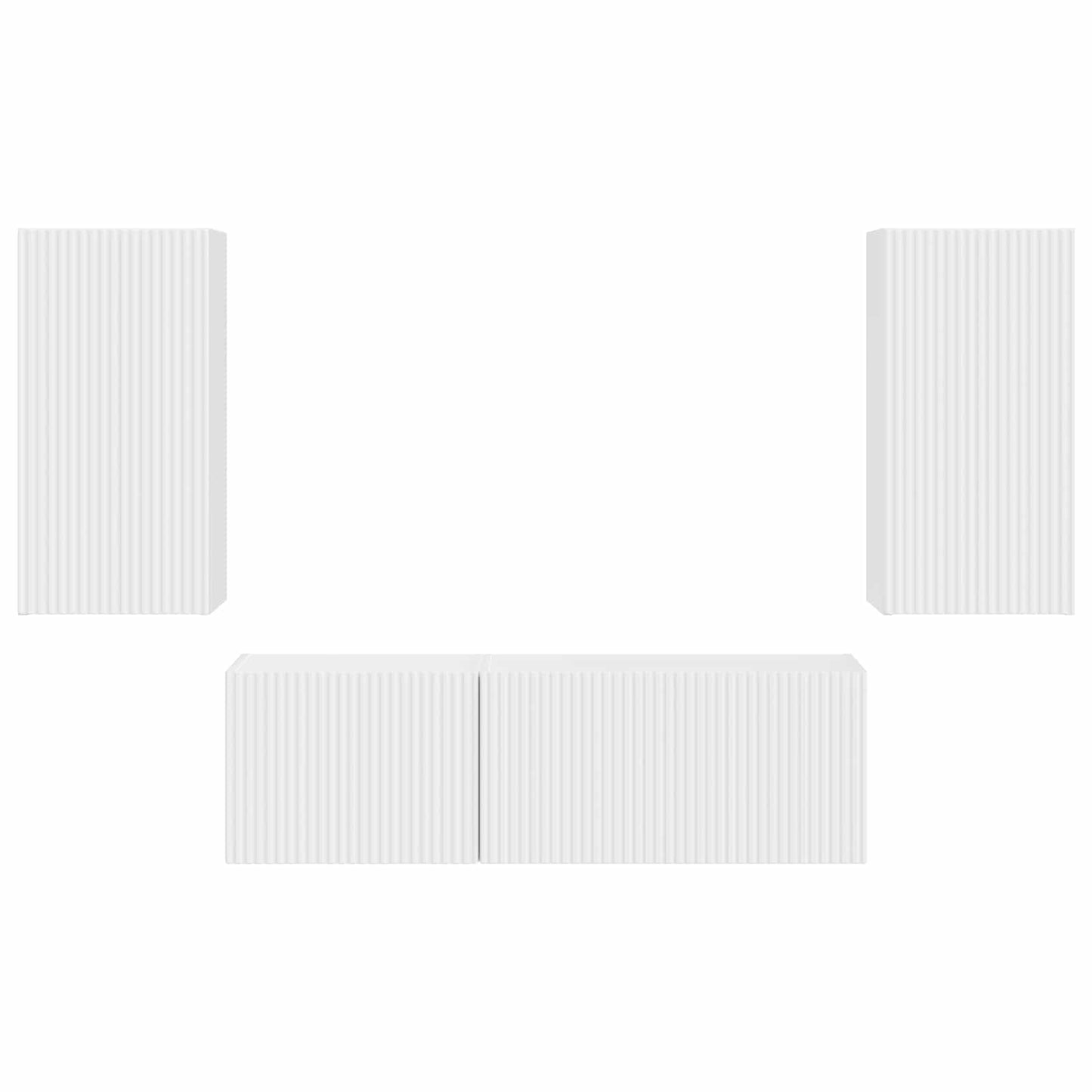 vidaXL Meuble TV mural 4 pièces Blanc Bois d'ingénierie