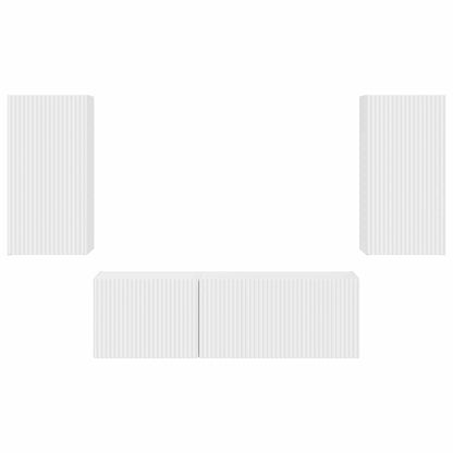 vidaXL Meuble TV mural 4 pièces Blanc Bois d'ingénierie