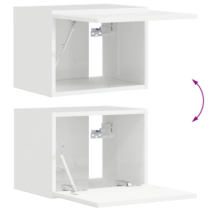 vidaXL Meuble TV mural 4 pièces Blanc Bois d'ingénierie