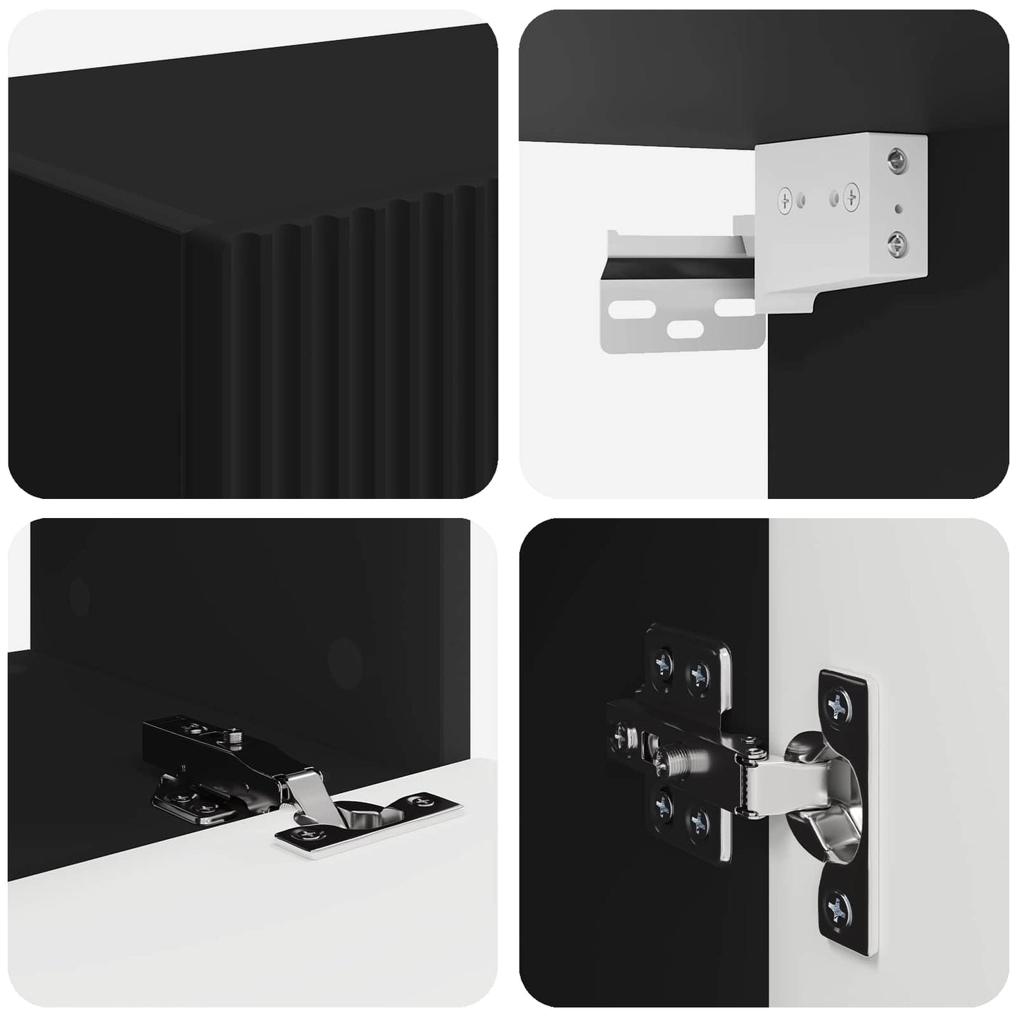 vidaXL Ensemble d'étagères murales pour TV 4 pcs Noir Bois d'ingénierie