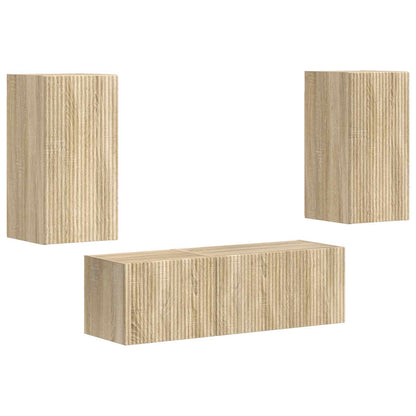 TV-Wandregal-Set Wandmontiert 4 pcs Sonoma-Eiche Holzwerkstoff