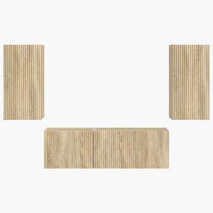 TV-Wandregal-Set Wandmontiert 4 pcs Sonoma-Eiche Holzwerkstoff