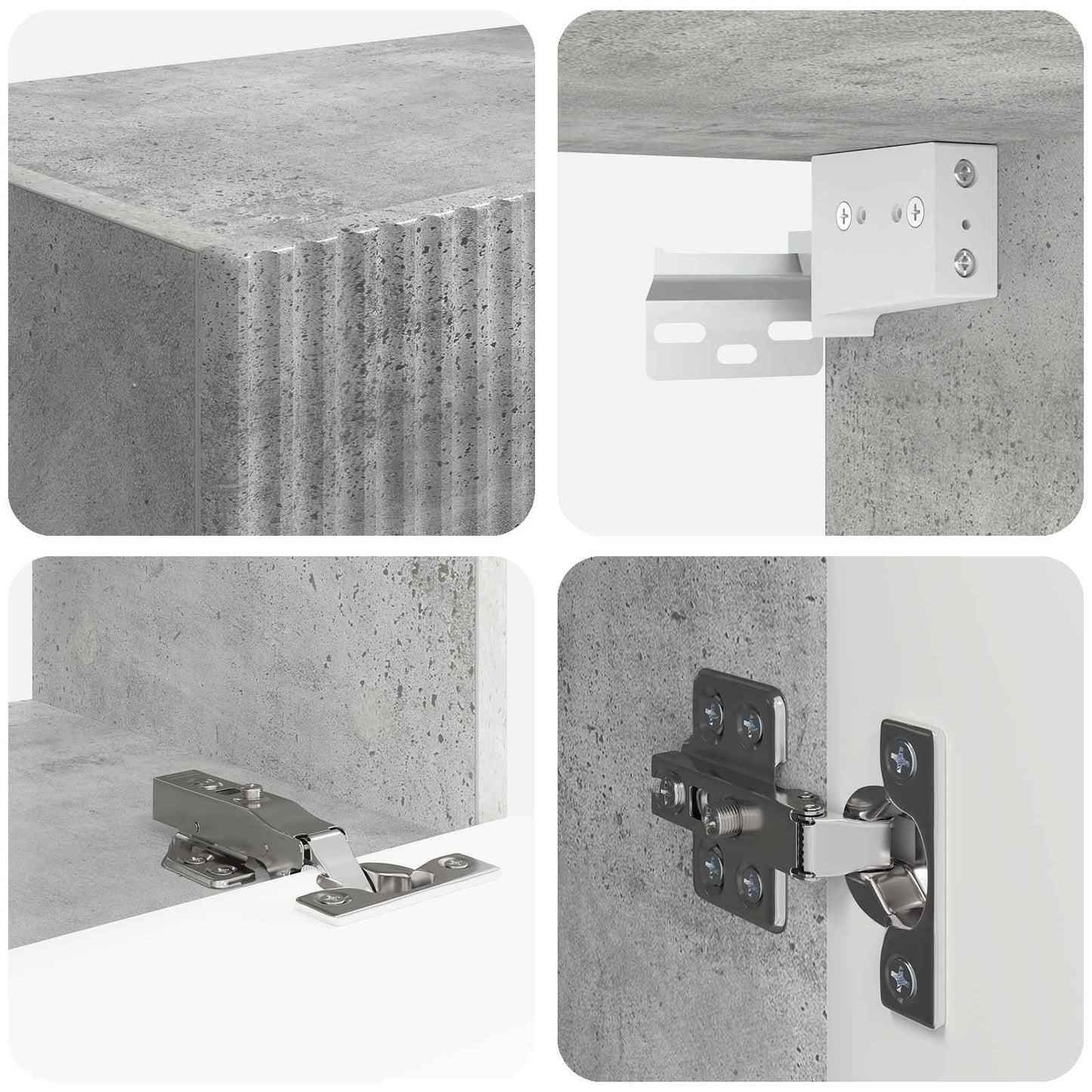 vidaXL Ensemble d'étagères murales pour TV murales 4 pcs Gris béton Bois d'ingénierie