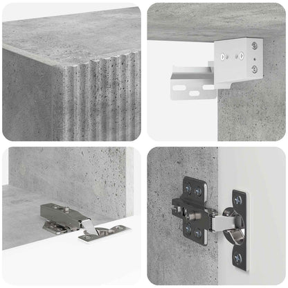 vidaXL Ensemble d'étagères murales pour TV murales 4 pcs Gris béton Bois d'ingénierie