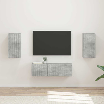 vidaXL Ensemble d'étagères murales pour TV murales 4 pcs Gris béton Bois d'ingénierie