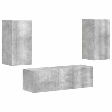 vidaXL Ensemble d'étagères murales pour TV murales 4 pcs Gris béton Bois d'ingénierie