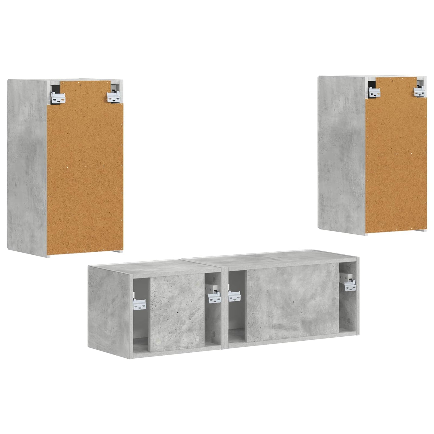 vidaXL Ensemble d'étagères murales pour TV murales 4 pcs Gris béton Bois d'ingénierie
