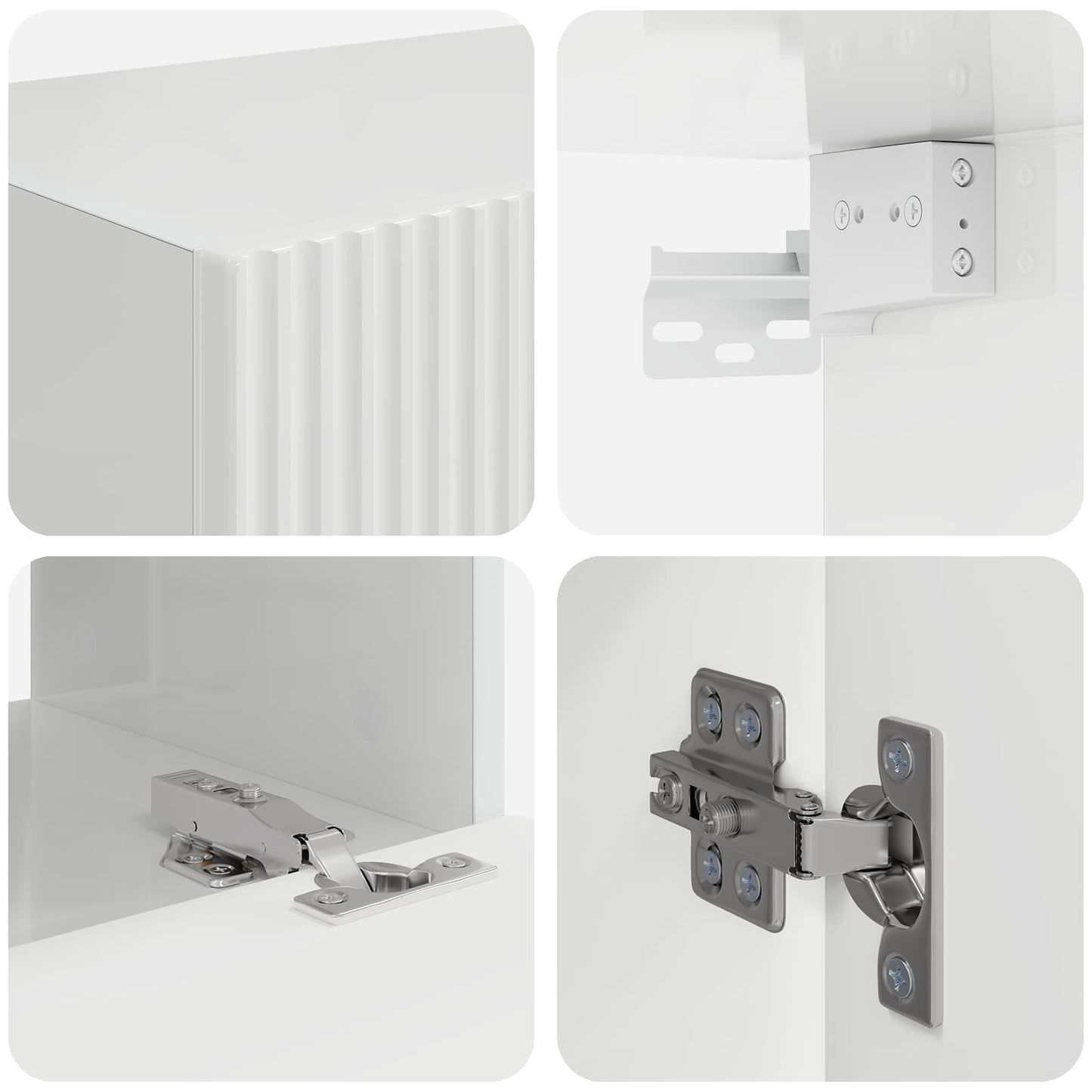 vidaXL Ensemble d'étagères murales pour TV 4 pcs Blanc brillant Bois d'ingénierie