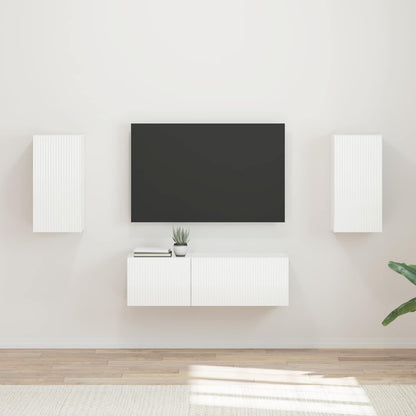 vidaXL Ensemble d'étagères murales pour TV 4 pcs Blanc brillant Bois d'ingénierie