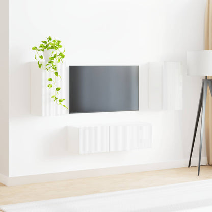 vidaXL Ensemble d'étagères murales pour TV 4 pcs Blanc brillant Bois d'ingénierie