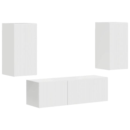vidaXL Ensemble d'étagères murales pour TV 4 pcs Blanc brillant Bois d'ingénierie