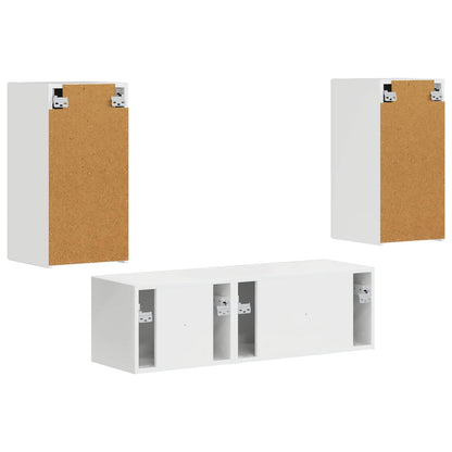 vidaXL Ensemble d'étagères murales pour TV 4 pcs Blanc brillant Bois d'ingénierie