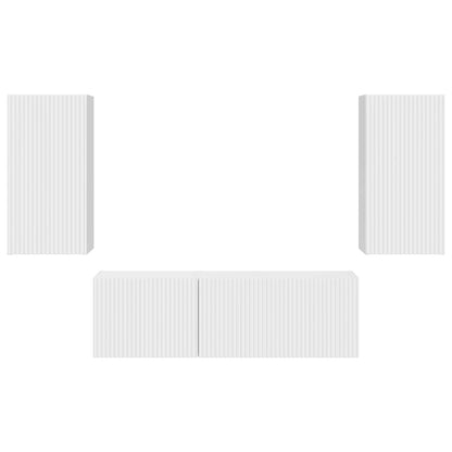vidaXL Ensemble d'étagères murales pour TV 4 pcs Blanc brillant Bois d'ingénierie