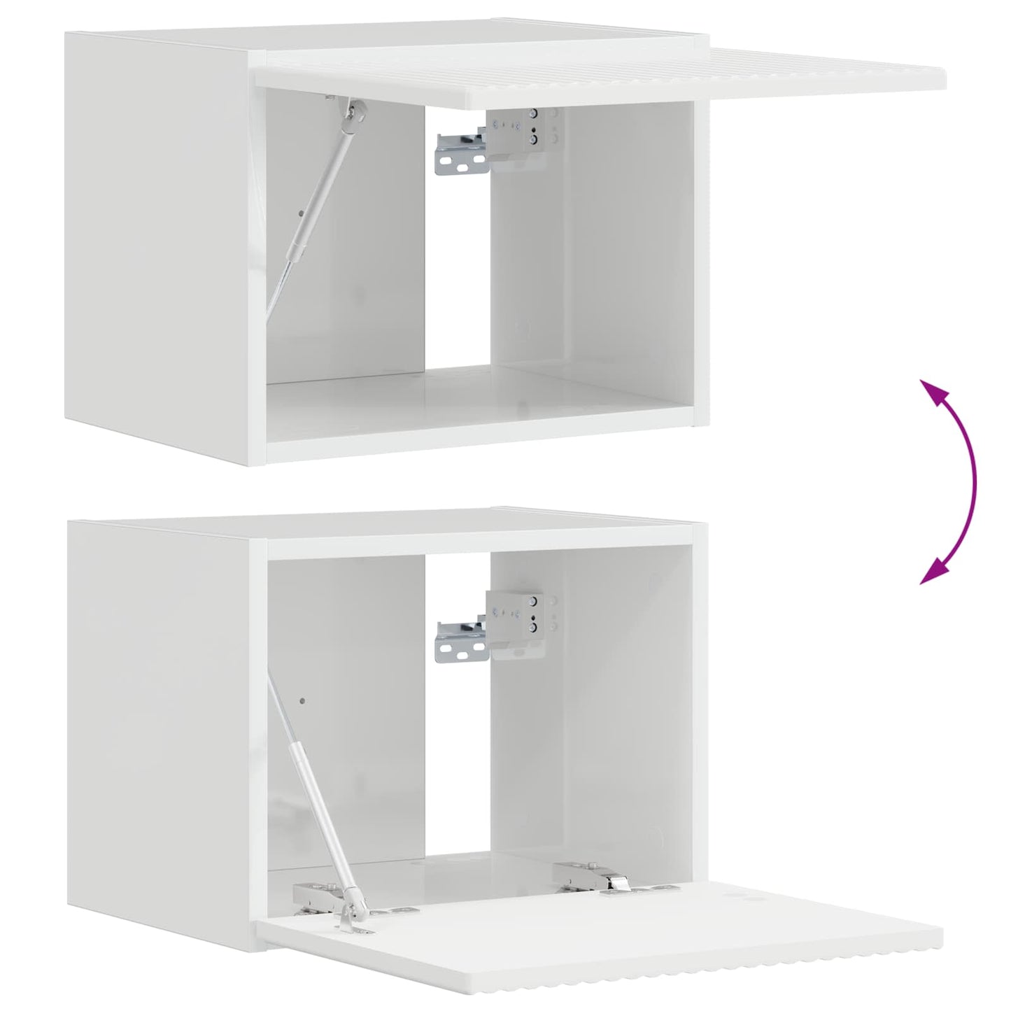 vidaXL Ensemble d'étagères murales pour TV 4 pcs Blanc brillant Bois d'ingénierie