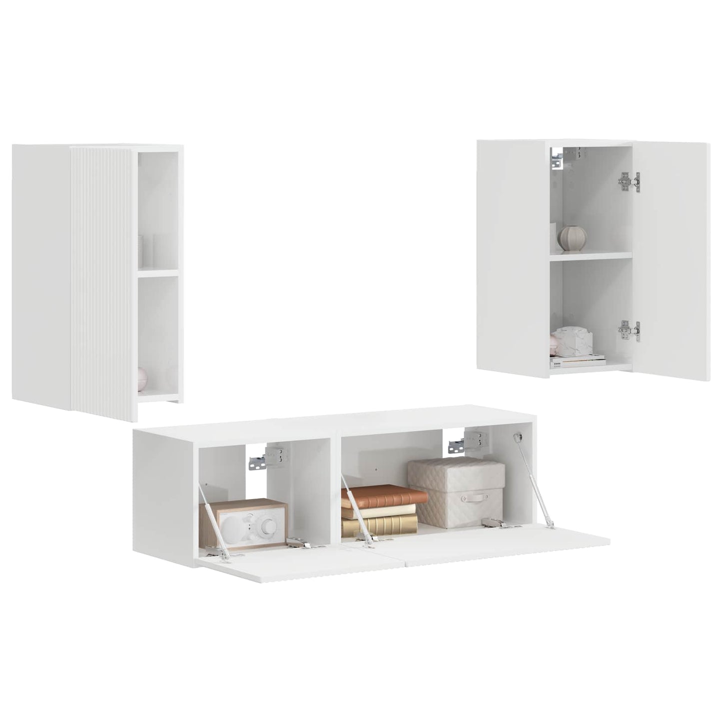vidaXL Ensemble d'étagères murales pour TV 4 pcs Blanc brillant Bois d'ingénierie
