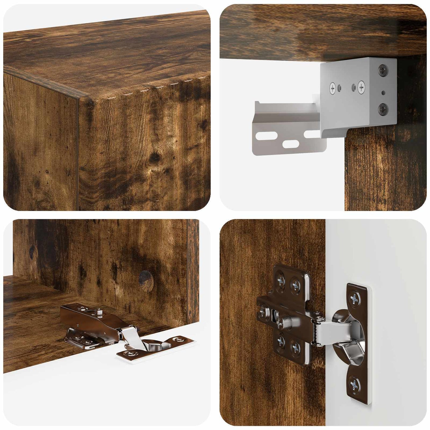 TV-Wandregal-Set 4 pcs Geräucherte Eiche Holzwerkstoff