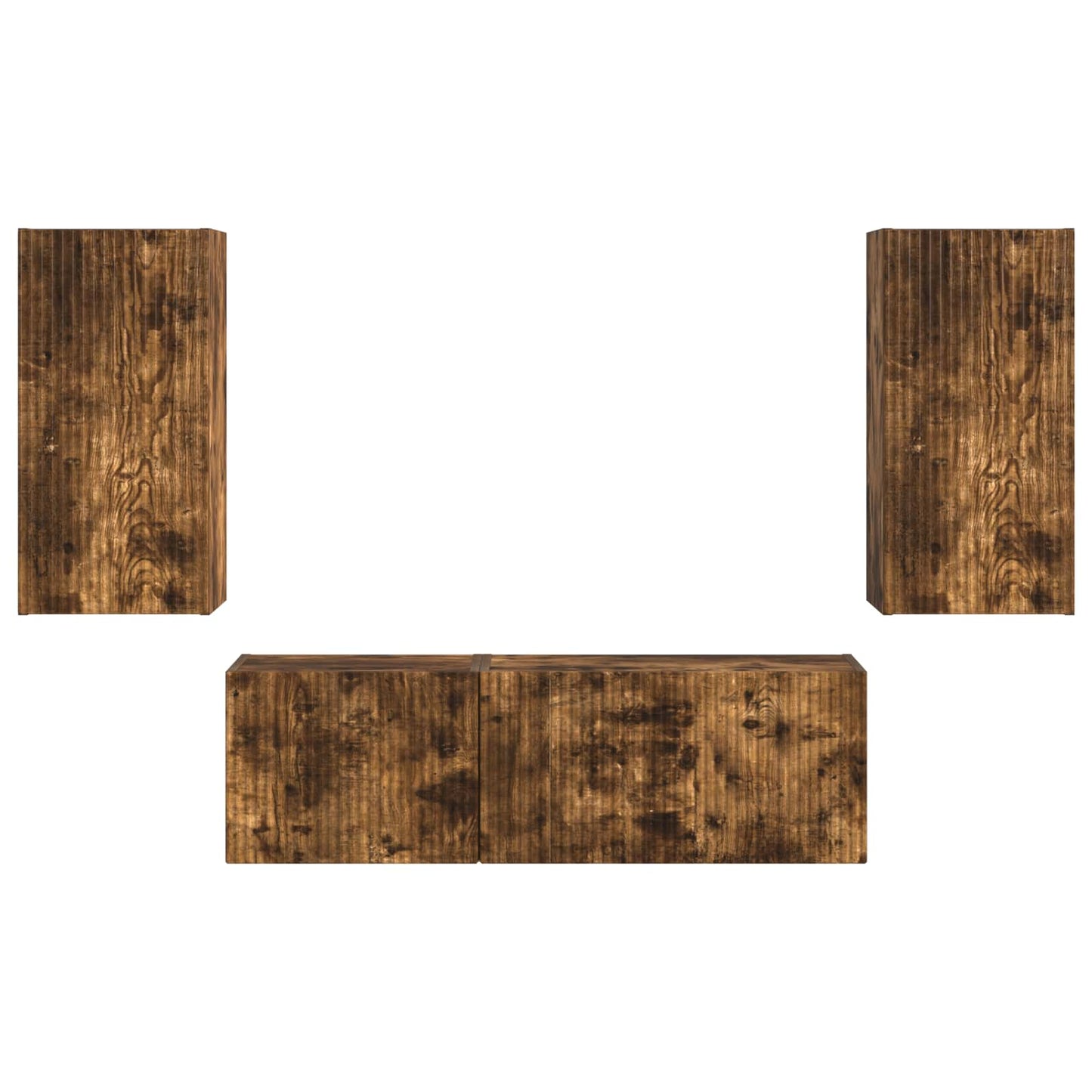 TV-Wandregal-Set 4 pcs Geräucherte Eiche Holzwerkstoff