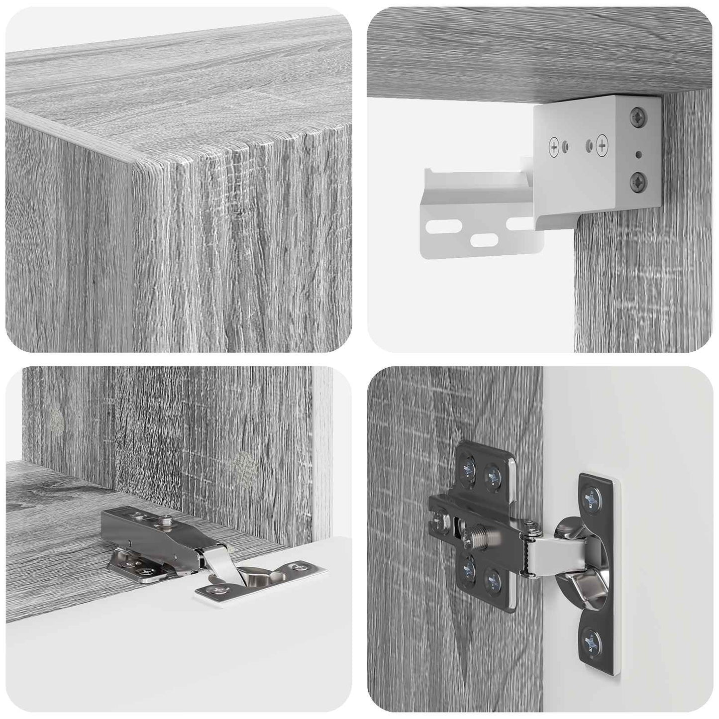 vidaXL Ensemble d'étagères murales pour TV 4 pcs Bois d'ingénierie Gris Sonoma