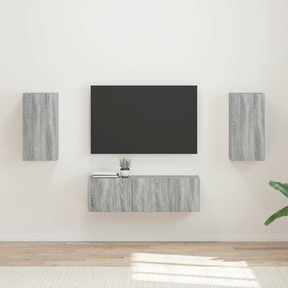 vidaXL Ensemble d'étagères murales pour TV 4 pcs Bois d'ingénierie Gris Sonoma