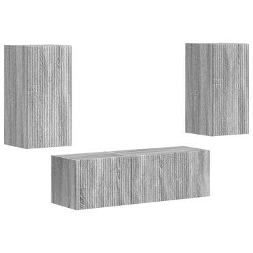 vidaXL Ensemble d'étagères murales pour TV 4 pcs Bois d'ingénierie Gris Sonoma