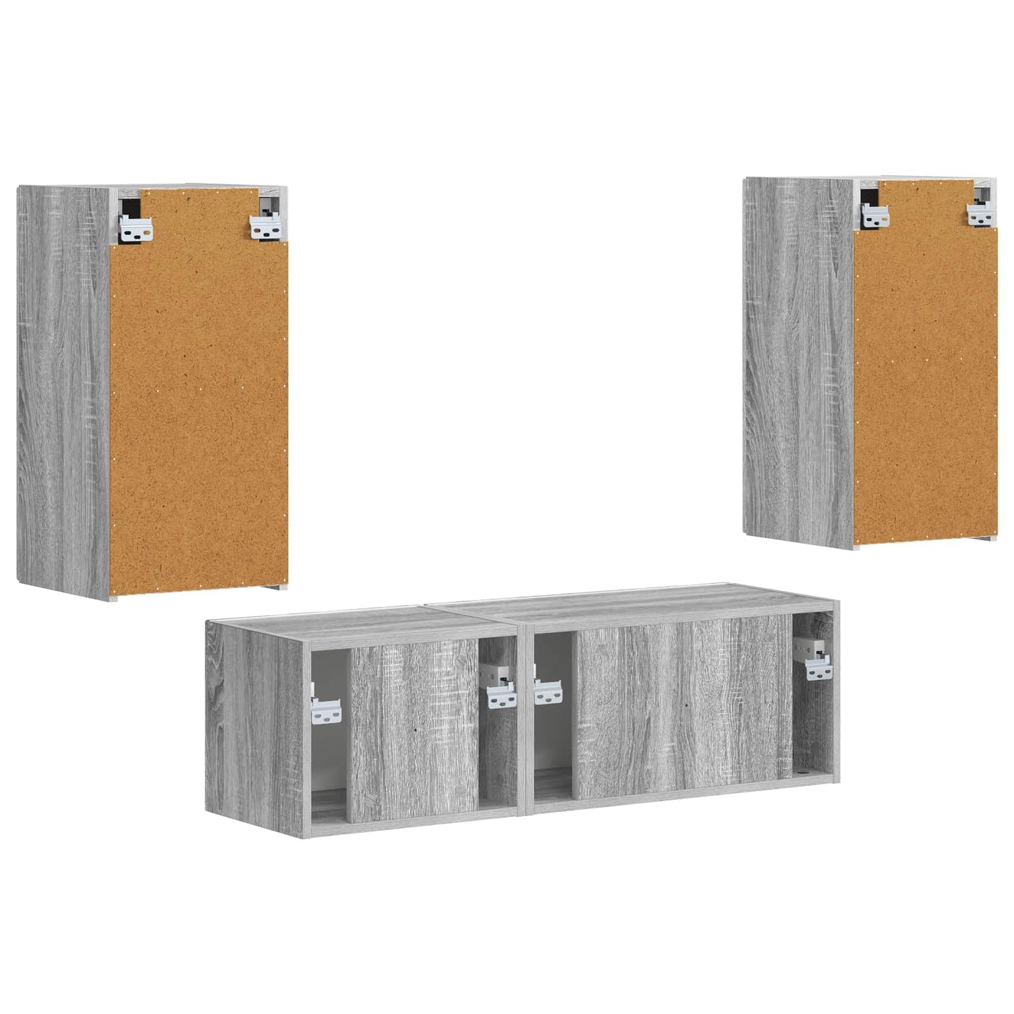 vidaXL Ensemble d'étagères murales pour TV 4 pcs Bois d'ingénierie Gris Sonoma