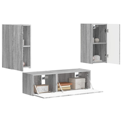 vidaXL Ensemble d'étagères murales pour TV 4 pcs Bois d'ingénierie Gris Sonoma