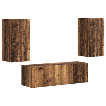 vidaXL Ensemble d'étagères murales TV 4 pcs Bois d'ingénierie Bois de récupération