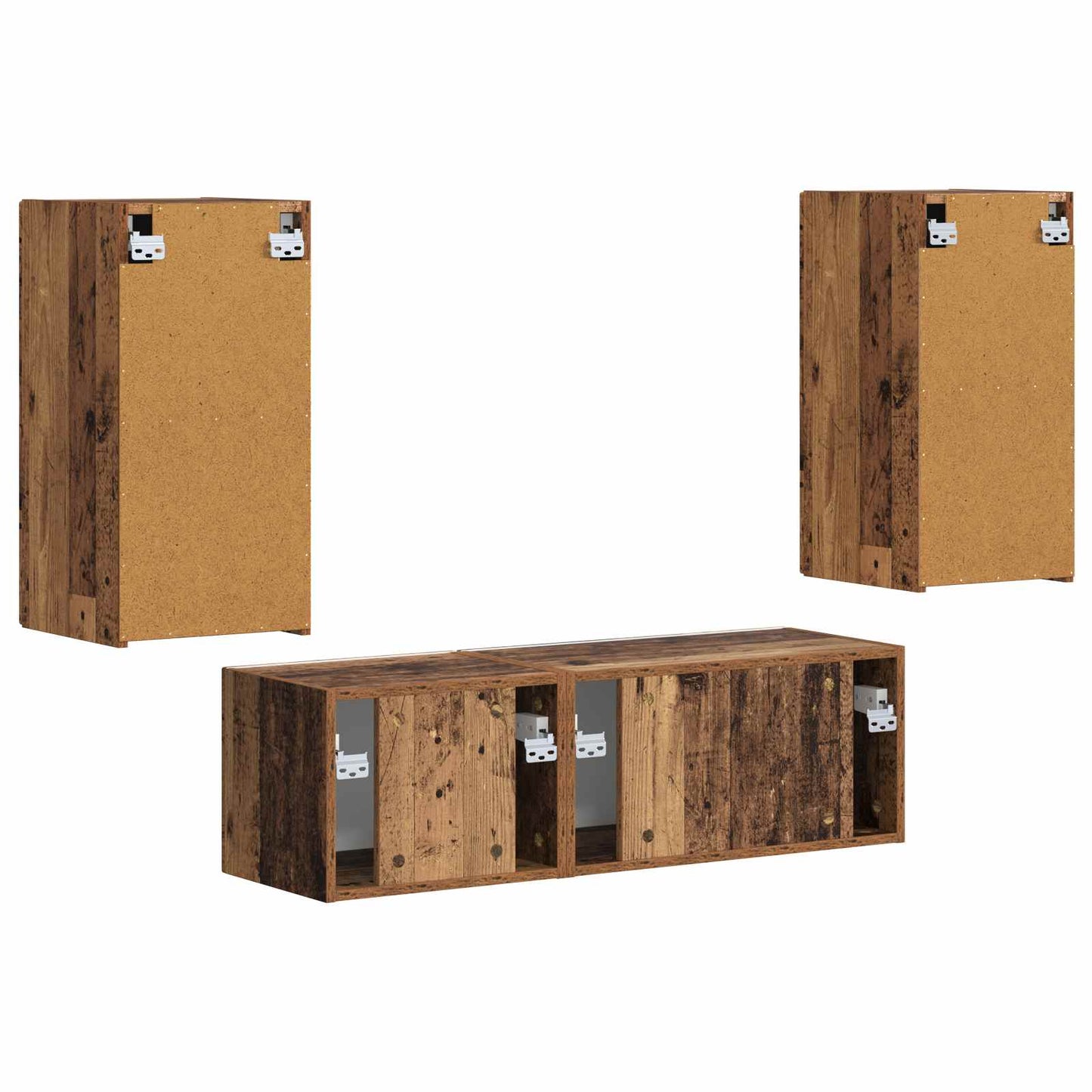 vidaXL Ensemble d'étagères murales TV 4 pcs Bois d'ingénierie Bois de récupération