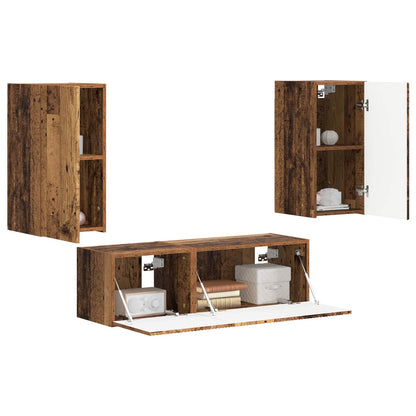 vidaXL Ensemble d'étagères murales TV 4 pcs Bois d'ingénierie Bois de récupération