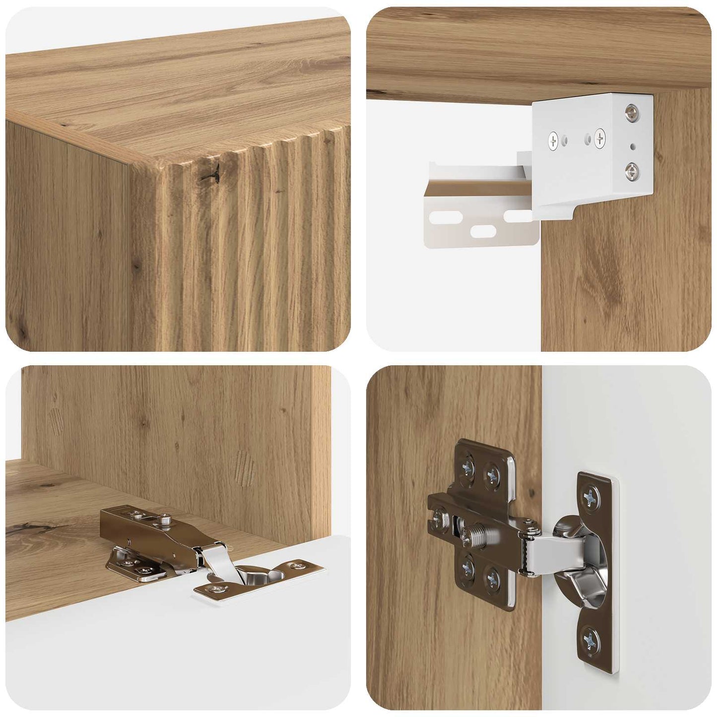 vidaXL Ensemble d'étagères murales pour TV 4 pcs Chêne artisan Bois d'ingénierie