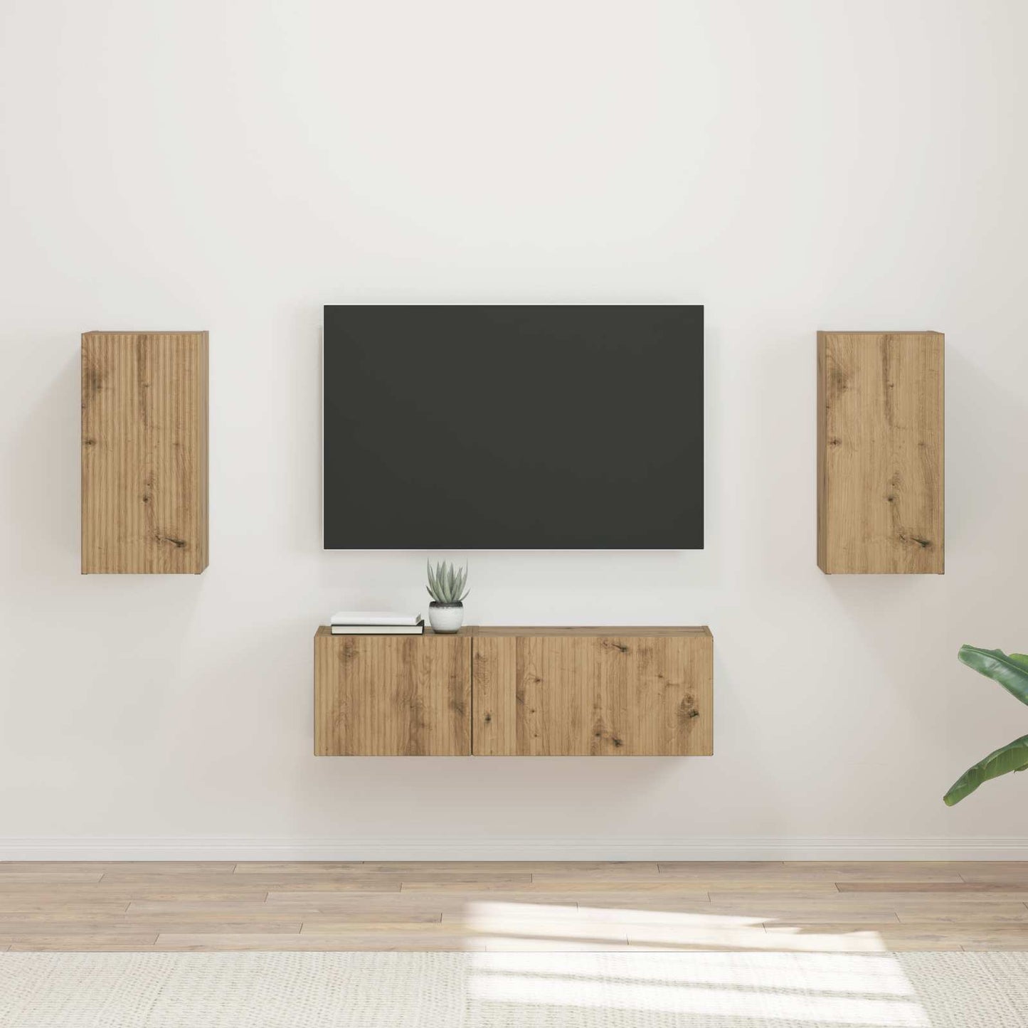 vidaXL Ensemble d'étagères murales pour TV 4 pcs Chêne artisan Bois d'ingénierie