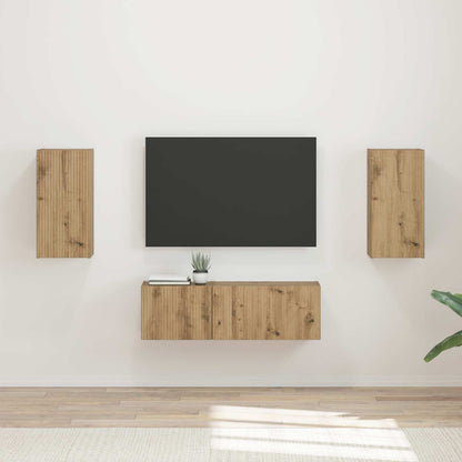 vidaXL Ensemble d'étagères murales pour TV 4 pcs Chêne artisan Bois d'ingénierie