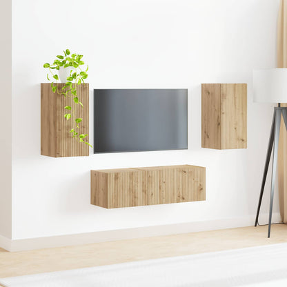 vidaXL Ensemble d'étagères murales pour TV 4 pcs Chêne artisan Bois d'ingénierie