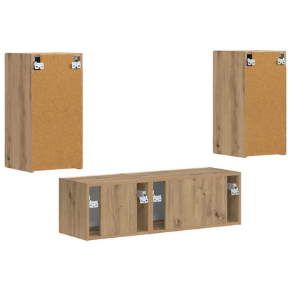 vidaXL Ensemble d'étagères murales pour TV 4 pcs Chêne artisan Bois d'ingénierie