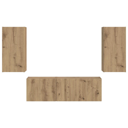 vidaXL Ensemble d'étagères murales pour TV 4 pcs Chêne artisan Bois d'ingénierie