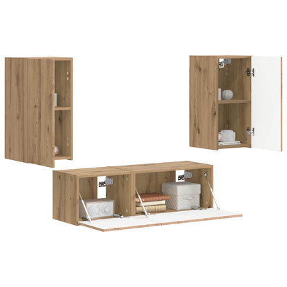 vidaXL Ensemble d'étagères murales pour TV 4 pcs Chêne artisan Bois d'ingénierie
