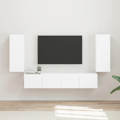 vidaXL Ensemble d'étagères murales TV 4 pcs Blanc Bois d'ingénierie