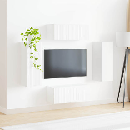 vidaXL Ensemble d'étagères murales TV 4 pcs Blanc Bois d'ingénierie