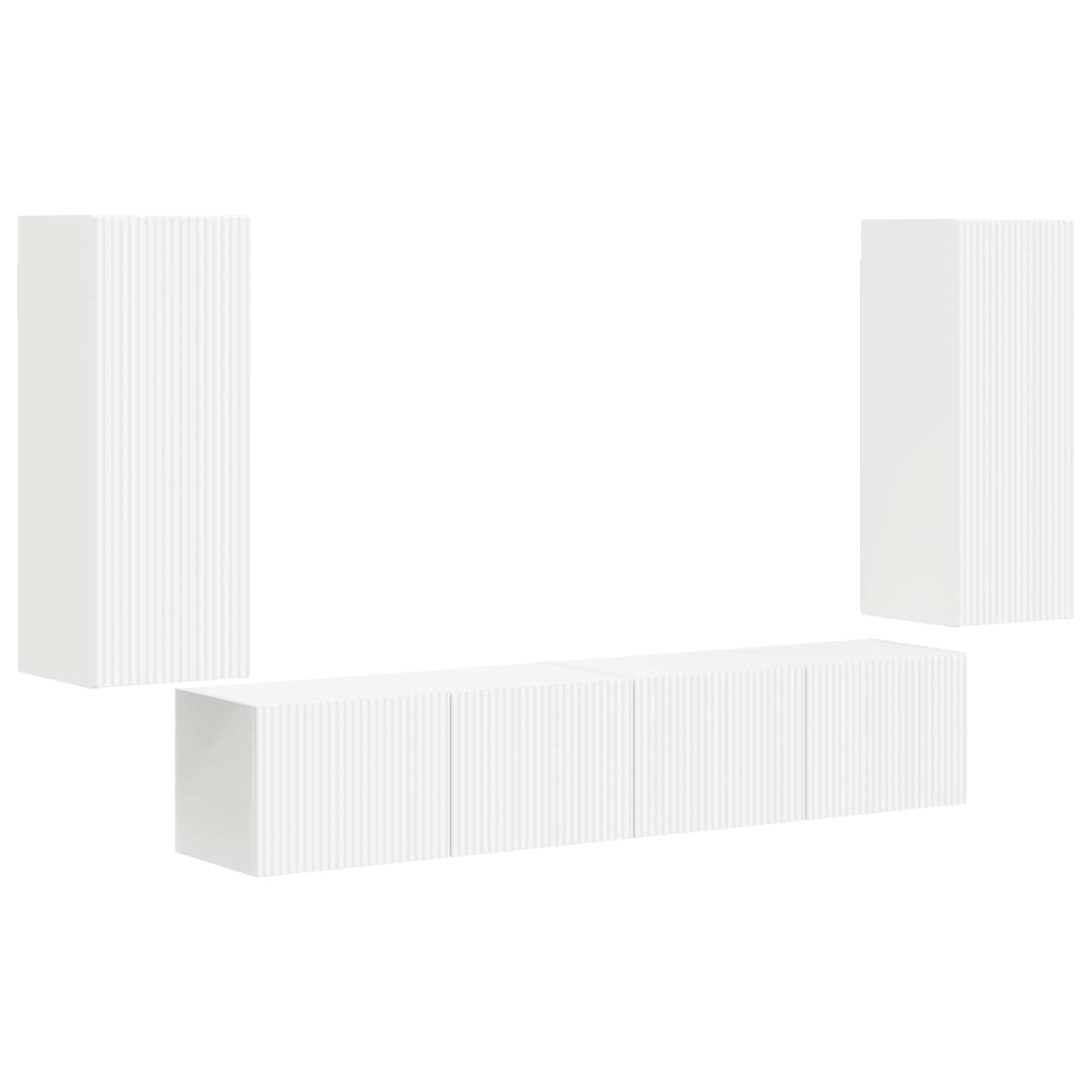 vidaXL Ensemble d'étagères murales TV 4 pcs Blanc Bois d'ingénierie