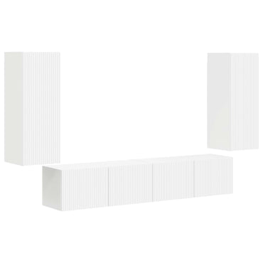 vidaXL Ensemble d'étagères murales TV 4 pcs Blanc Bois d'ingénierie