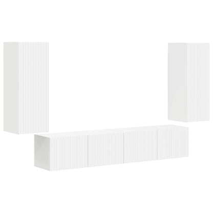 vidaXL Ensemble d'étagères murales TV 4 pcs Blanc Bois d'ingénierie
