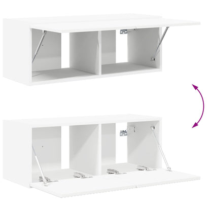 vidaXL Ensemble d'étagères murales TV 4 pcs Blanc Bois d'ingénierie